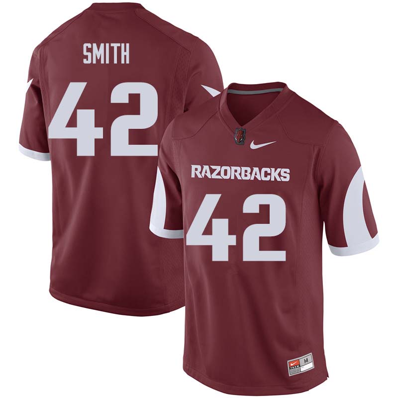 Men #42 Chris Smith Arkansas Razorback College Football Jerseys Sale-Cardinal